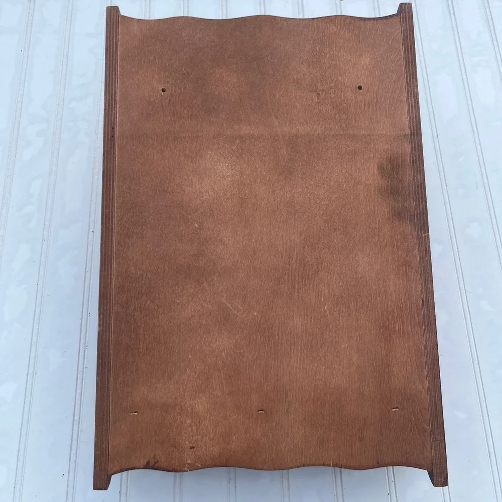 Vintage Wood Wall Mail Organizer Towel Rack Brass Eagle Emblem Brown Americana